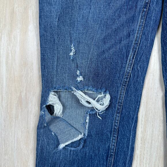 Abercrombie & Fitch 90s Ultra High Rise Straight Leg Blue Jeans Distressed 26 - Picture 4 of 14